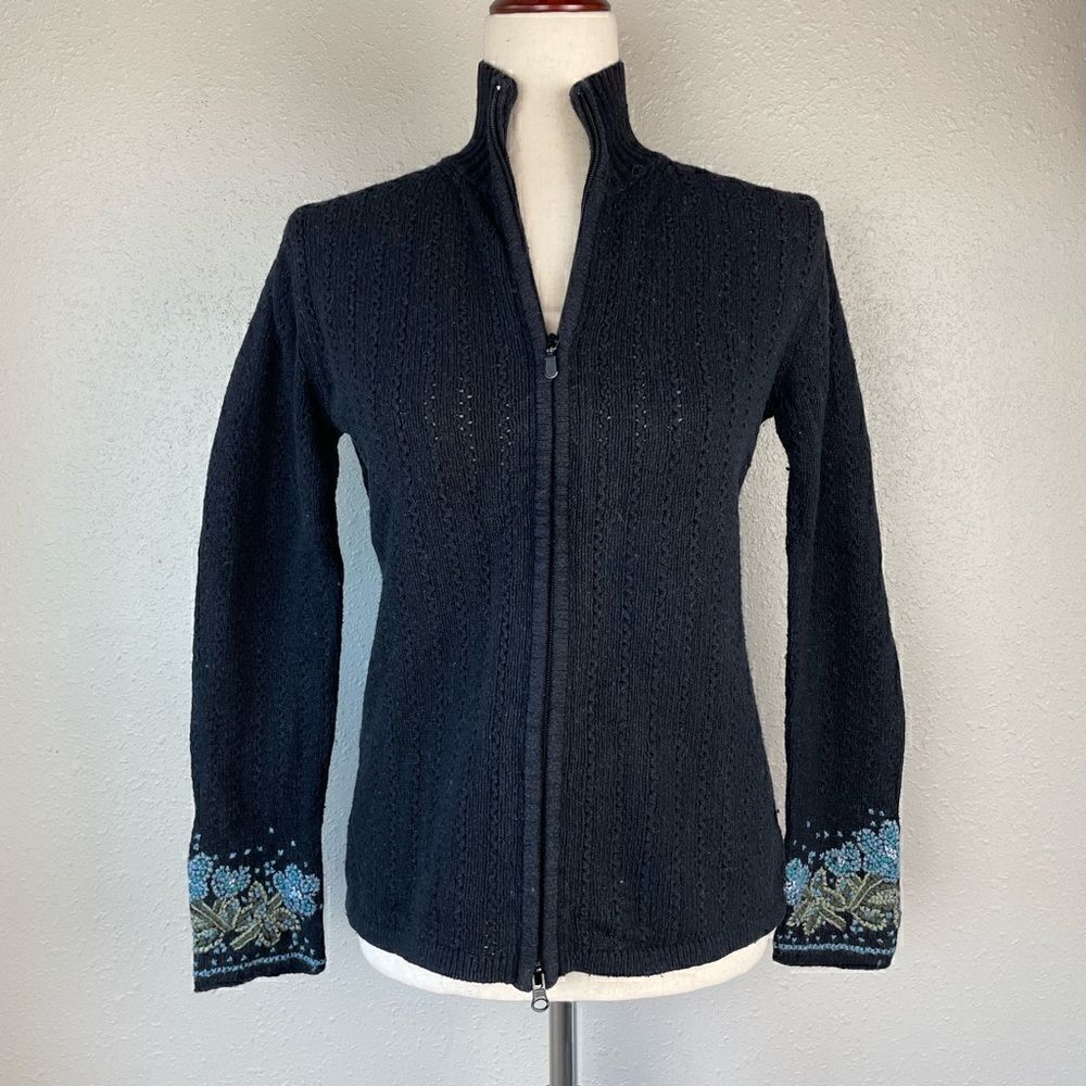 Covington Wool Blend Full Zip Sweater Jacket Size S EUC